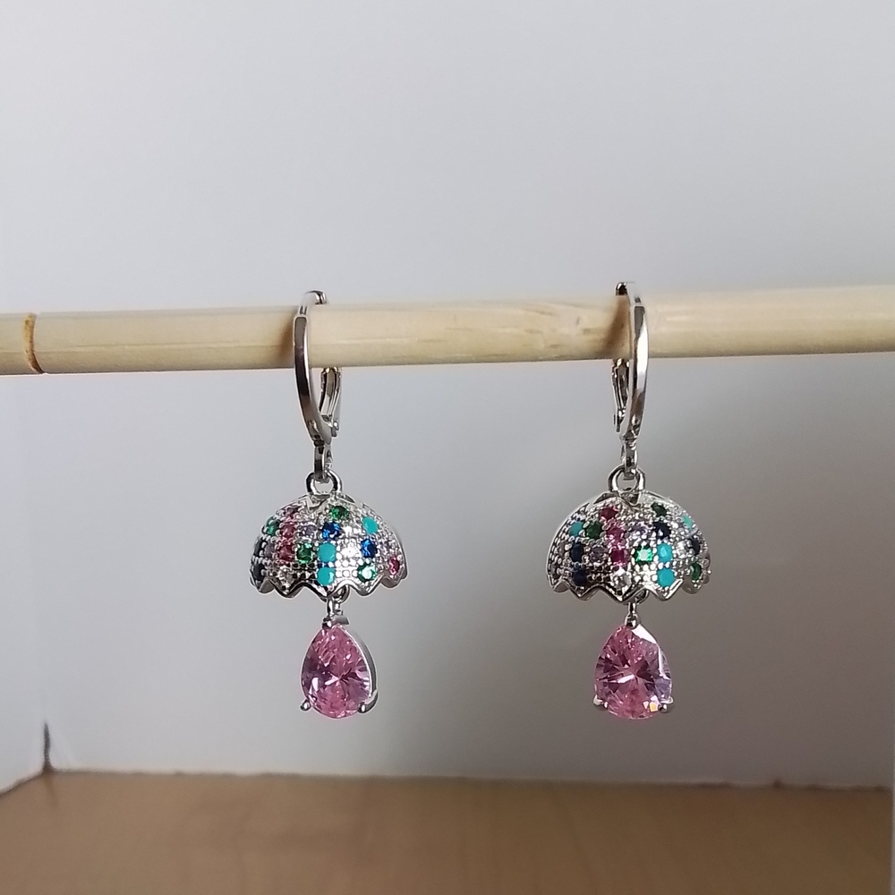 Pretty Bird Silver and Pink Gemstone Earrings